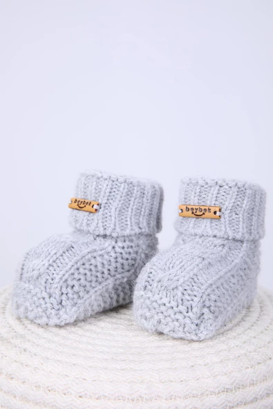 Babyhola Kız Erkek %100 Triko İlk Adım Patik 0-6 ay Yenidoğan Kutulu Hediyelik 8008 - 10