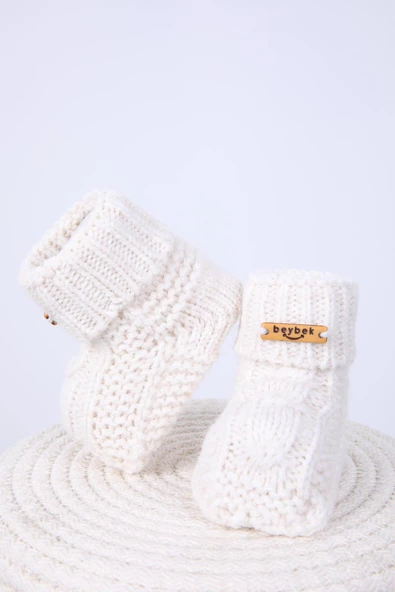 Babyhola Kız Erkek %100 Triko İlk Adım Patik 0-6 ay Yenidoğan Kutulu Hediyelik 8008 - 3