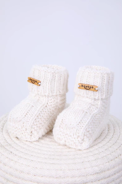 Babyhola Kız Erkek %100 Triko İlk Adım Patik 0-6 ay Yenidoğan Kutulu Hediyelik 8008 - 5