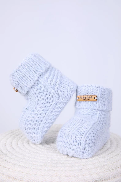 Babyhola Kız Erkek %100 Triko İlk Adım Patik 0-6 ay Yenidoğan Kutulu Hediyelik 8008 - 12