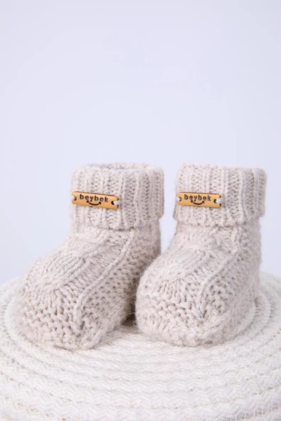 Babyhola Kız Erkek %100 Triko İlk Adım Patik 0-6 ay Yenidoğan Kutulu Hediyelik 8008 - 6