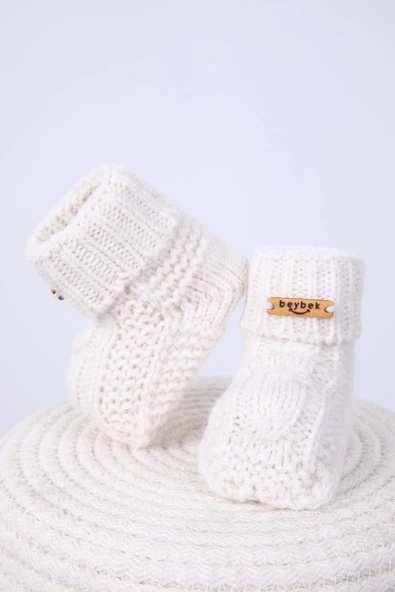 Babyhola Kız Erkek %100 Triko İlk Adım Patik 0-6 ay Yenidoğan Kutulu Hediyelik 8008 - 4