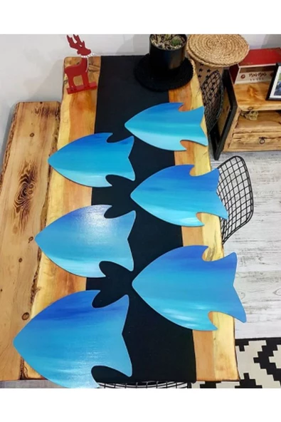 Marine Balık Ahşap Supla - Amerikan Servis - Tabak Altı