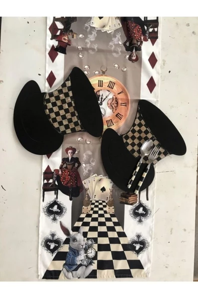 Alice In Wonderland Ahşap Supla - Amerikan Servis - Tabak Altı - 2