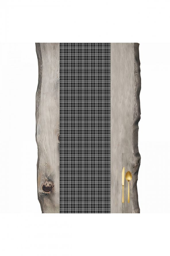 Siyah Beyaz Gingham Tartan Ranır - Runner ürün görseli 1
