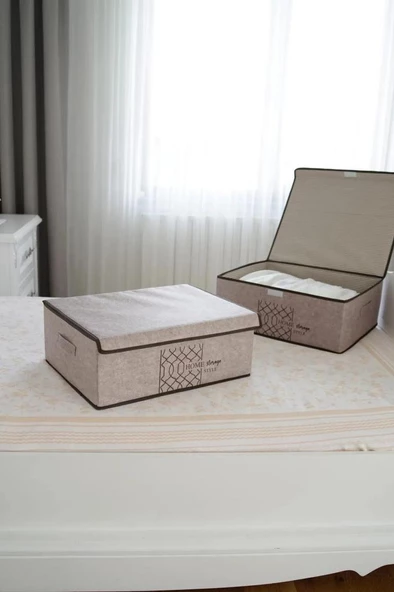 Flosoft Keçe Kapaklı Baza Hurcu, Çok Amaçlı Düzenleyici Organizer Kapaklı Kutu 50x40x19 Cm - 10
