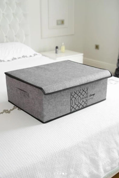 Flosoft Keçe Kapaklı Baza Hurcu, Çok Amaçlı Düzenleyici Organizer Kapaklı Kutu 50x40x19 Cm - 5