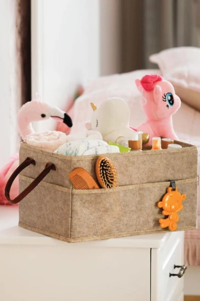 Flosoft Keçe Derili 3 Gözlü Anne Bebek Bakım Çantası, Çok Amaçlı Düzenleyici Organizer Çanta - 2