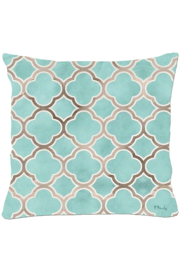 Turkuaz Desen No: 2 Kırlent Kılıfı