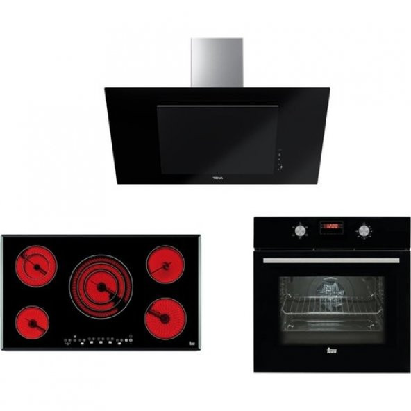 Teka Elektrikli Ocaklı Siyah Ankastre Set (Dvt 98660 Davlumbaz-Tr 951 Elektrikli Ocak-Hak 627 Bk Fırın)