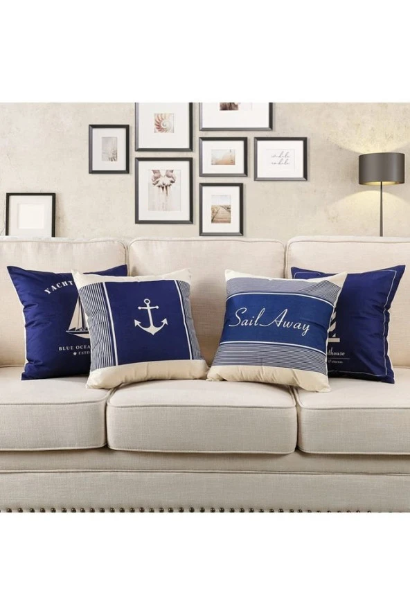 4'lü Sail Marine Seti Kırlent Kılıfı Seti - Resim 3