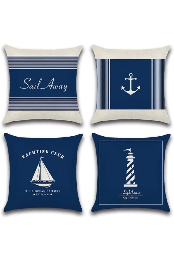 4'lü Sail Marine Seti Kırlent Kılıfı Seti - Resim 4