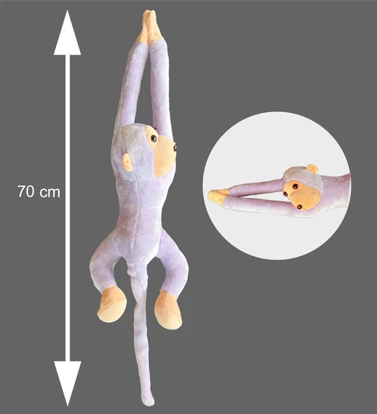 Elleri Yapışan Oyun Ve Uyku Arkadaşı 70 Cm Peluş Maymun Oyuncak - Premium Kumaş - 6