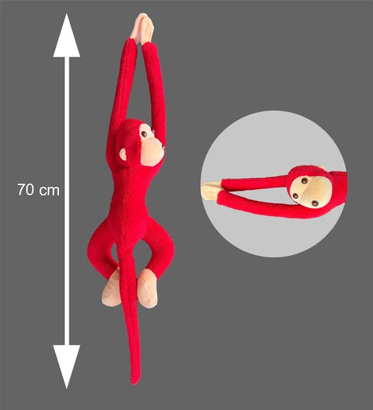 Elleri Yapışan Oyun Ve Uyku Arkadaşı 70 Cm Peluş Maymun Oyuncak - Premium Kumaş - 8