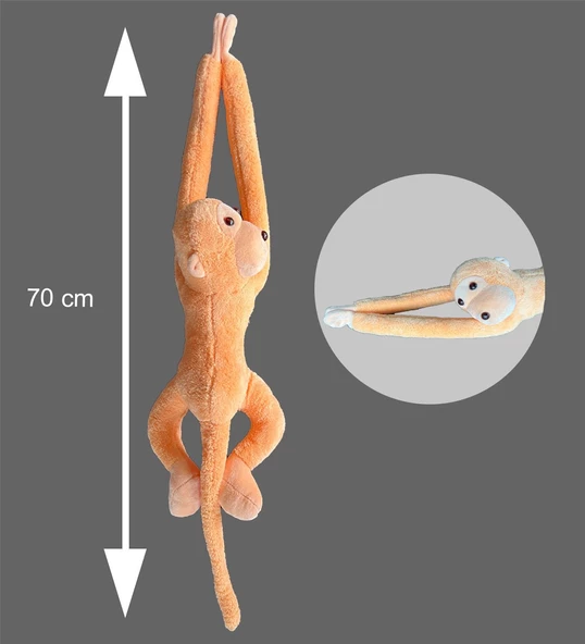 Elleri Yapışan Oyun Ve Uyku Arkadaşı 70 Cm Peluş Maymun Oyuncak - Premium Kumaş - 11