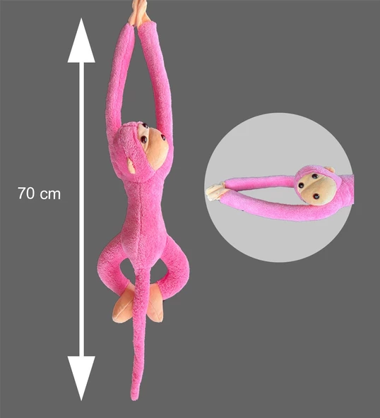 Elleri Yapışan Oyun Ve Uyku Arkadaşı 70 Cm Peluş Maymun Oyuncak - Premium Kumaş - 10