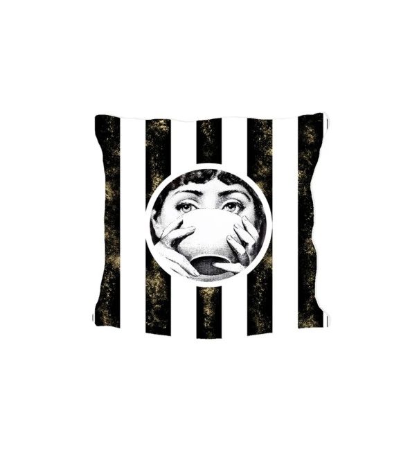 Fornasetti Altın Serisi Yastık & Kırlent& Kırlent Kılıfı Model 4