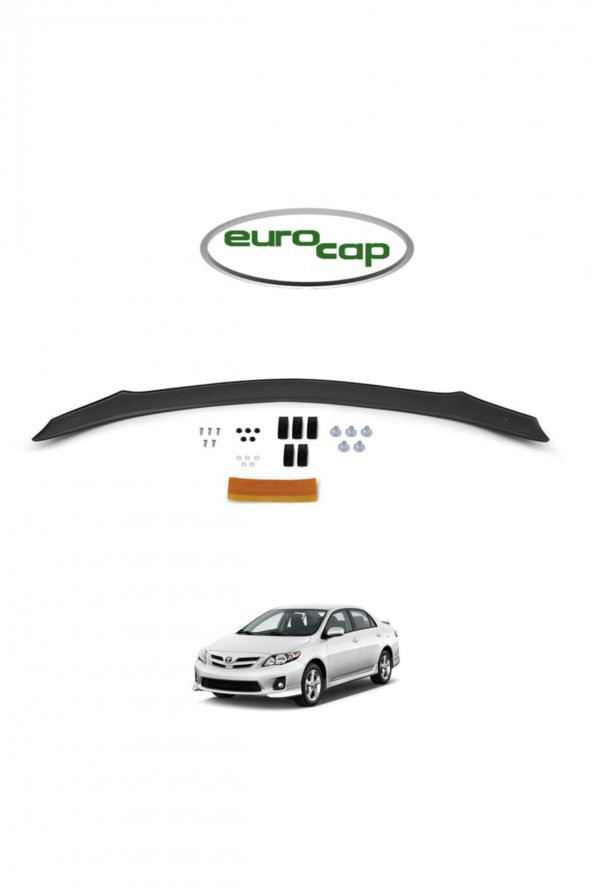 Toyota Corolla Ön Kaput Koruma Rüzgarlığı 3mm Akrilik (ABS) Parlak Siyah Deflektör 2008-2013 - 2