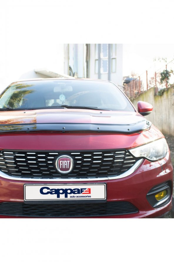 Fiat Egea Ön Kaput Koruma Rüzgarlığı 3mm Akrilik (ABS) Parlak Siyah Deflektör 2015-> - 5