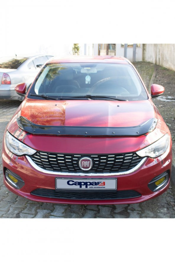 Fiat Egea Ön Kaput Koruma Rüzgarlığı 3mm Akrilik (ABS) Parlak Siyah Deflektör 2015-> - 6