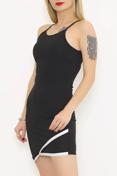 Zhlbutik Altı Biyeli Elbise Siyah - 8