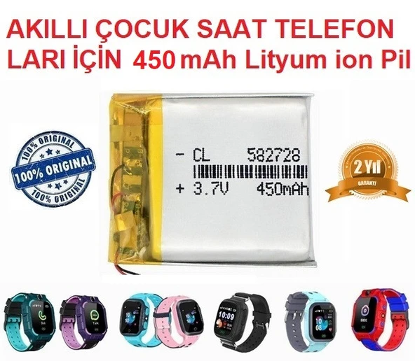 Day Akıllı Çocuk Saat Telefon Batarya - Pil 3.7v 450mah 582728 Twox Wikys