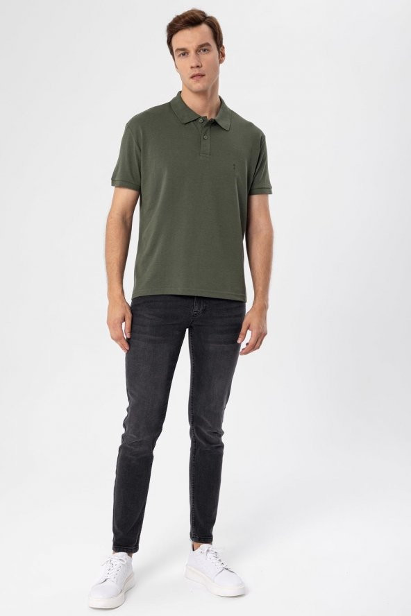 Polo Yaka Regular Kalıp Armürlü Tişört - 2