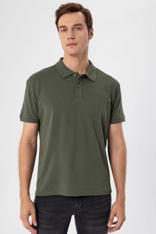 Polo Yaka Regular Kalıp Armürlü Tişört - 4