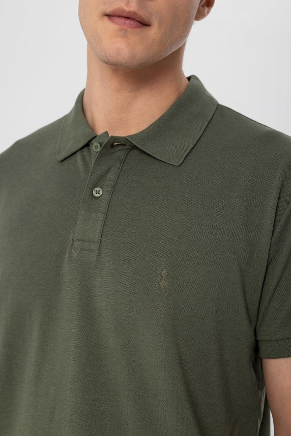 Polo Yaka Regular Kalıp Armürlü Tişört - 5
