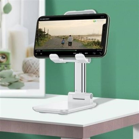 ® Beyaz  Aynalı Cep Telefonu Sabitleyici Stand Katlanabilir Ayarlanabilir Telefon Standı