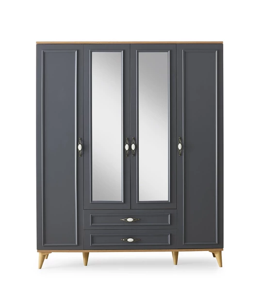 Irmak 4 Kapılı 2 Çekmeceli Gardrop Elbise Dolabı 160x48x195cm - 5
