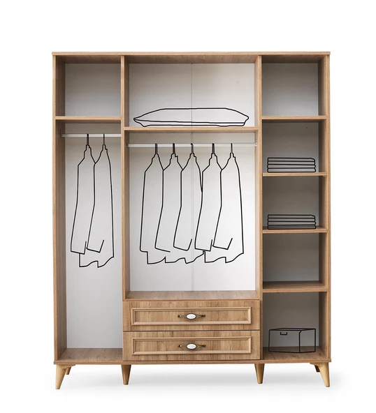 Irmak 4 Kapılı 2 Çekmeceli Gardrop Elbise Dolabı 160x48x195cm - 4