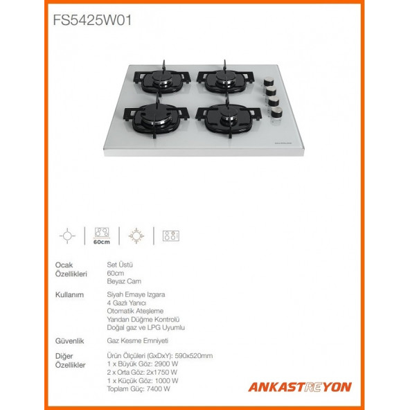 Silverline Fs5425w01 Beyaz Cam Setüstü Ocak - 2