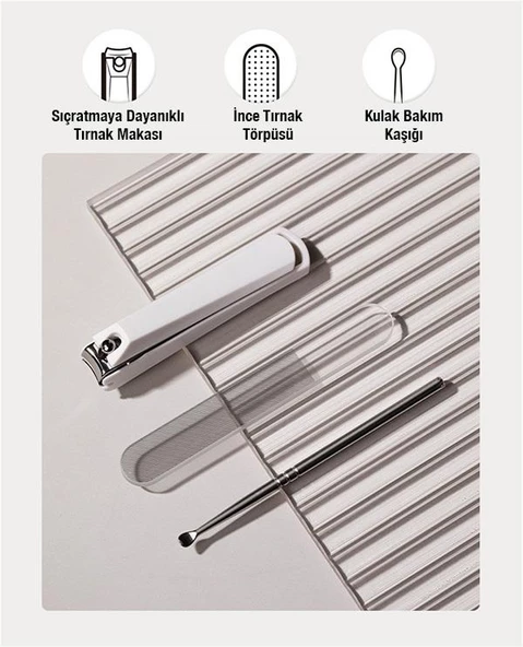 Polham 3in1 Tırnak Makası, Parlatma Törpüsü ve Kulak Temizleme Çubuğu Bakım Seti, Taşıma Çantalı - 2