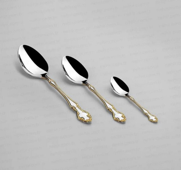 Nehir Çatal Kaşık Bıçak Takımı 84 Parça Adriana Altın - 2