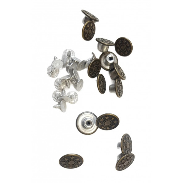Büyük Boy 10 Adet Kot Pantolon Düğmesi, Jean Düğmesi Antik Sarı (bronz) 17mm