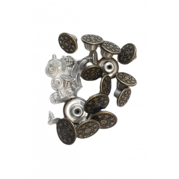 Büyük Boy 10 Adet Kot Pantolon Düğmesi, Jean Düğmesi Antik Sarı (bronz) 17mm - 2