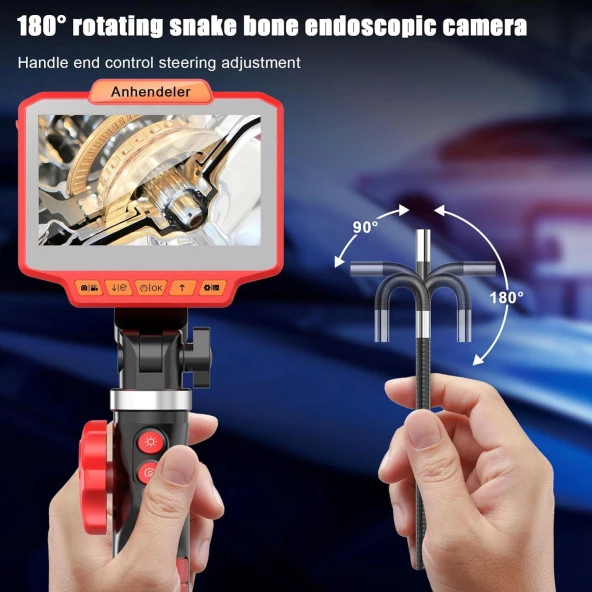 Anhendeler 4.3 Inc IPS Işıklı İki Yönlü Eklemli Endeskop Muayene Kamerası - 2