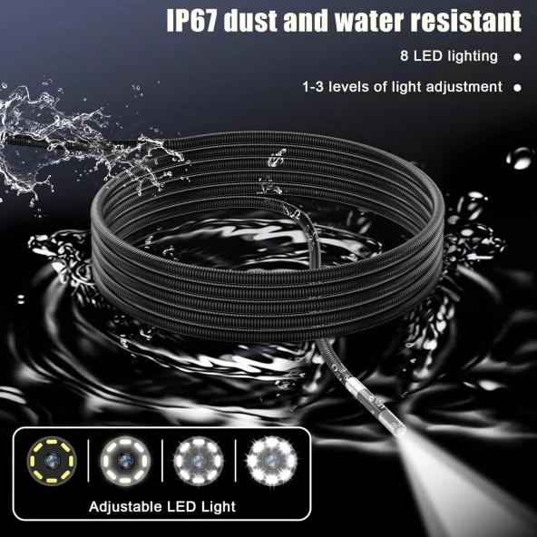 Anhendeler 4.3 Inc IPS Işıklı İki Yönlü Eklemli Endeskop Muayene Kamerası - 5