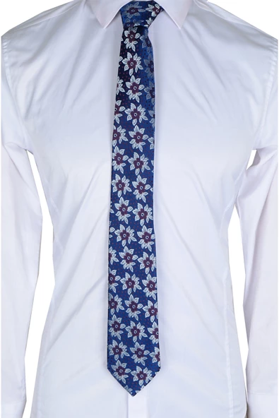 Cengiz İnler Çiçek Desen  Mendilli Mikrofiber Erkek Kravat - Resim 7