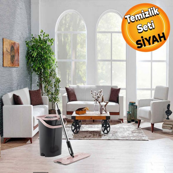 Emayhome Sillgech Compact Mop Bez Banyo Ev Ofis Yer Duvar Silme Temizlik Seti Paspas Vilada SİYAH