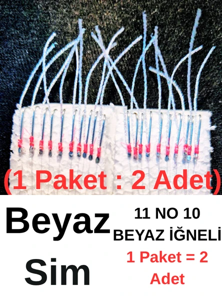 Eagenset Çapari İstavrit Çaparisi, Ultraviyole UV Neon 11 No Beyaz İğne, 10 İgneli Çapari 2li Paket - Resim 8