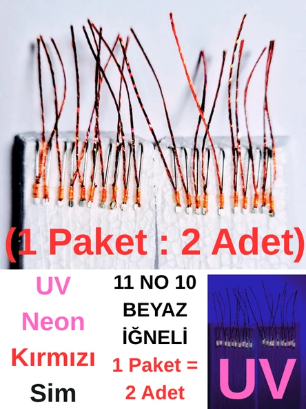 Eagenset Çapari İstavrit Çaparisi, Ultraviyole UV Neon 11 No Beyaz İğne, 10 İgneli Çapari 2li Paket - Resim 11