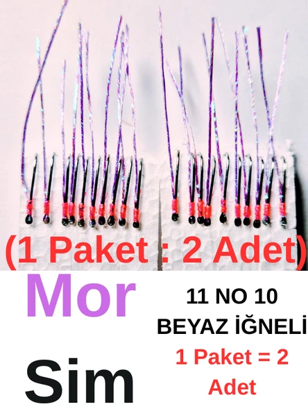 Eagenset Çapari İstavrit Çaparisi, Ultraviyole UV Neon 11 No Beyaz İğne, 10 İgneli Çapari 2li Paket - Resim 9