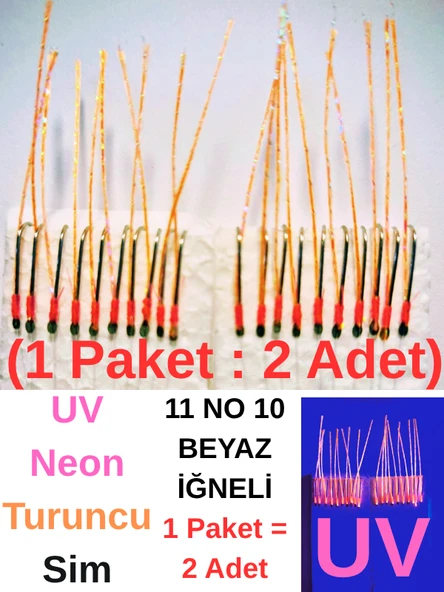 Eagenset Çapari İstavrit Çaparisi, Ultraviyole UV Neon 11 No Beyaz İğne, 10 İgneli Çapari 2li Paket - Resim 5