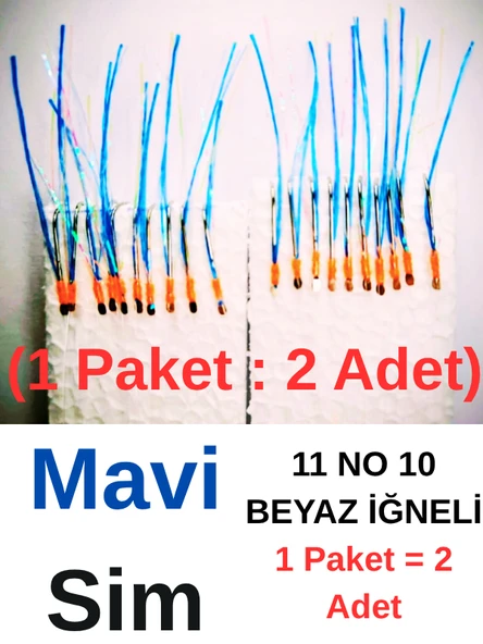 Eagenset Çapari İstavrit Çaparisi, Ultraviyole UV Neon 11 No Beyaz İğne, 10 İgneli Çapari 2li Paket - Resim 10