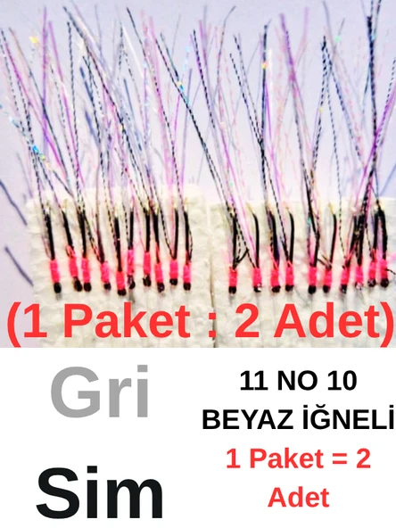 Eagenset Çapari İstavrit Çaparisi, Ultraviyole UV Neon 11 No Beyaz İğne, 10 İgneli Çapari 2li Paket - Resim 12