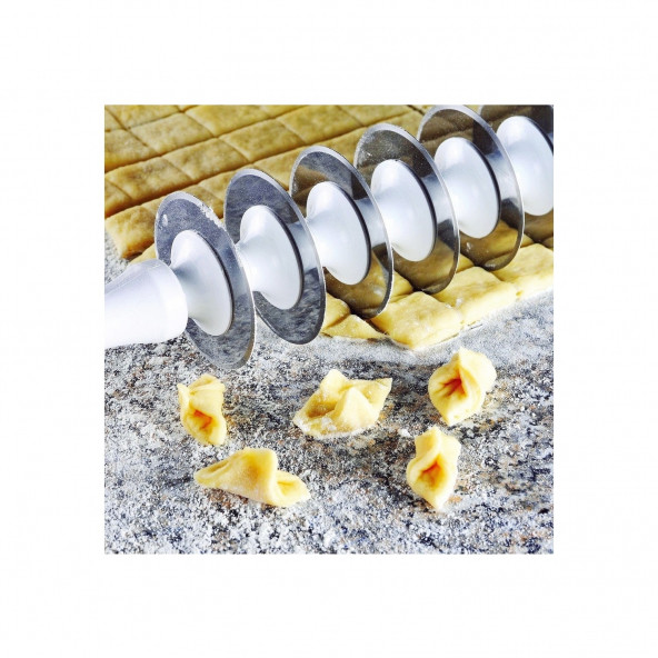 Pratik Mutfak Mantı Hamur Kesme Merdanesi 9 Rulo Bıçaklı - 3