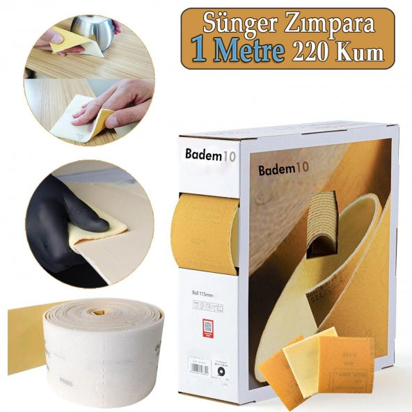 Ahşap Sünger Zımpara Kağıdı Mutfak Banyo Bulaşık Süngeri Bant Kağıt Süngerli Zımpara 1 Metre 220 Kum ürün görseli