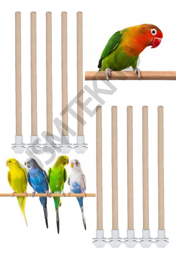 Kuş Tüneği Ahşap Tünek Ağaç Tünek Tahta Kuş Tüneği Kuş Kafesi Tüneği 10 Adet 25 cm